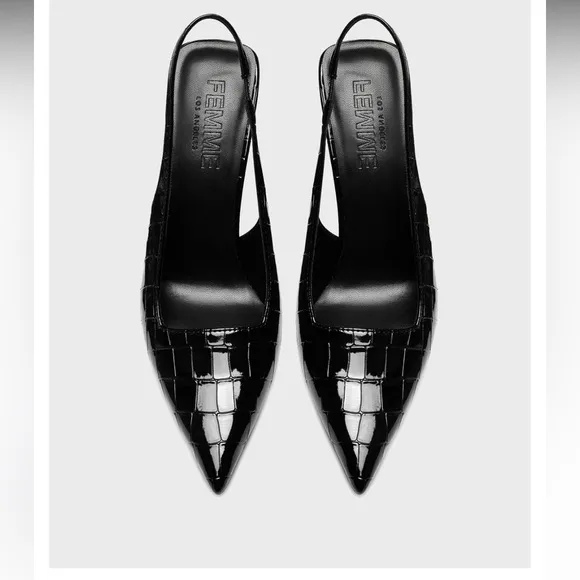 FEMME LA G63 Slingback Heels in Exotic Noir