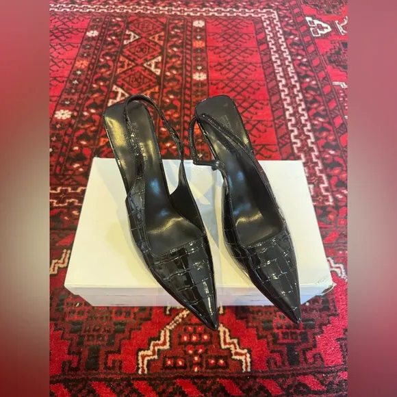 FEMME LA G63 Slingback Heels in Exotic Noir