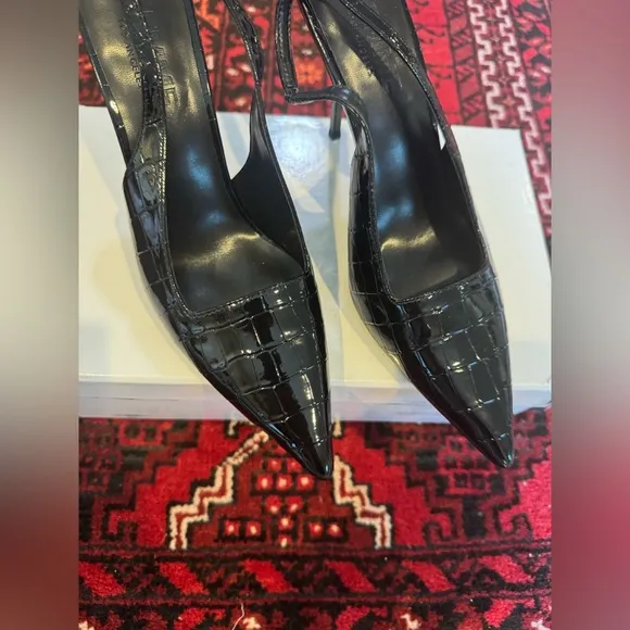 FEMME LA G63 Slingback Heels in Exotic Noir