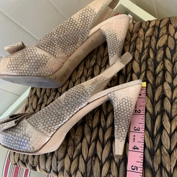 Fendi Snake Skin Slingback Pumps in Natural Cream