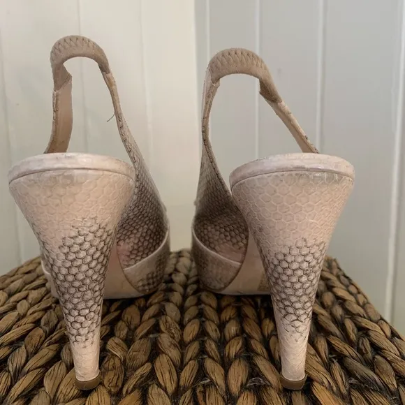 Fendi Snake Skin Slingback Pumps in Natural Cream