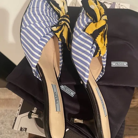❤️Final Price❤️Prada Pointed LogoToe Mule Sandal Heel Calzature Donna
