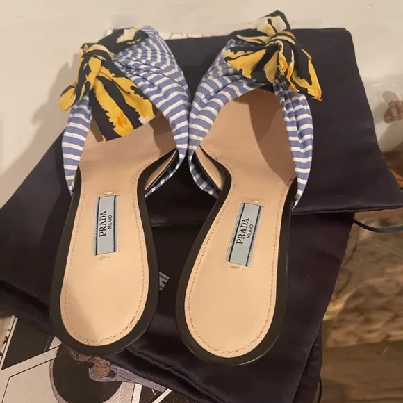 ❤️Final Price❤️Prada Pointed LogoToe Mule Sandal Heel Calzature Donna