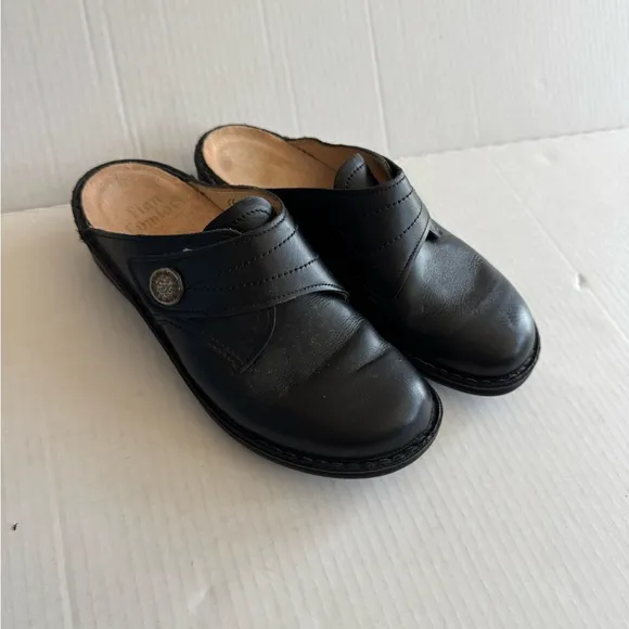 Finn Comfort Black Leather Santa Fe Slip On Mule Womens 38 Casual Comfort