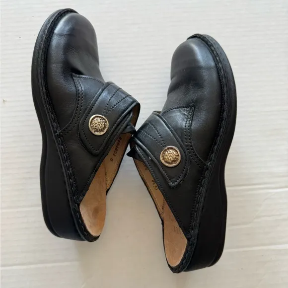 Finn Comfort Black Leather Santa Fe Slip On Mule Womens 38 Casual Comfort
