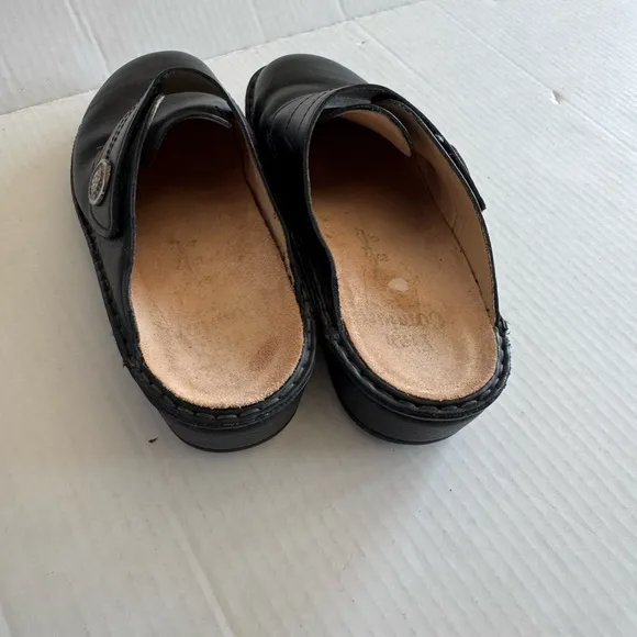 Finn Comfort Black Leather Santa Fe Slip On Mule Womens 38 Casual Comfort