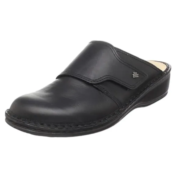 Finn Comfort Black Leather Santa Fe Slip On Soft Clogs