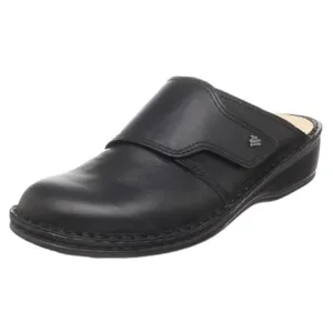 Finn Comfort Black Leather Santa Fe Slip On Soft Clogs