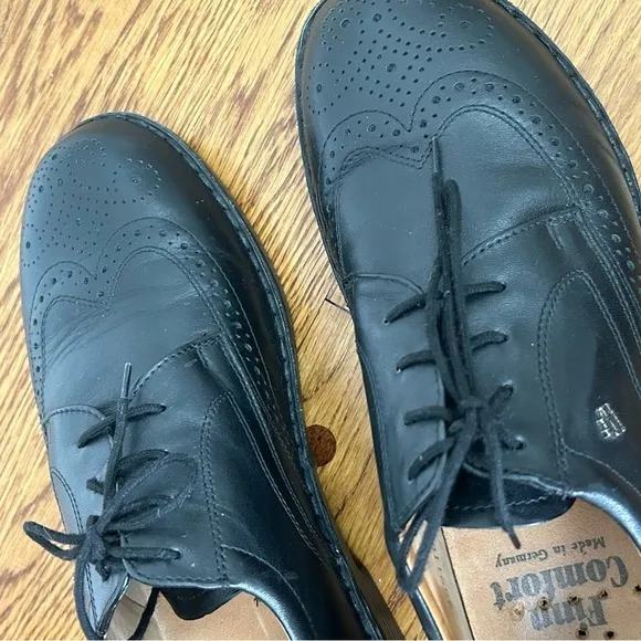Finn Comfort Budapest Black Leather Wing Tip Oxford Shoes 9 Germany $312 Dress‌