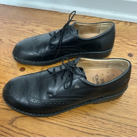 Finn Comfort Budapest Black Leather Wing Tip Oxford Shoes 9 Germany $312 Dress‌