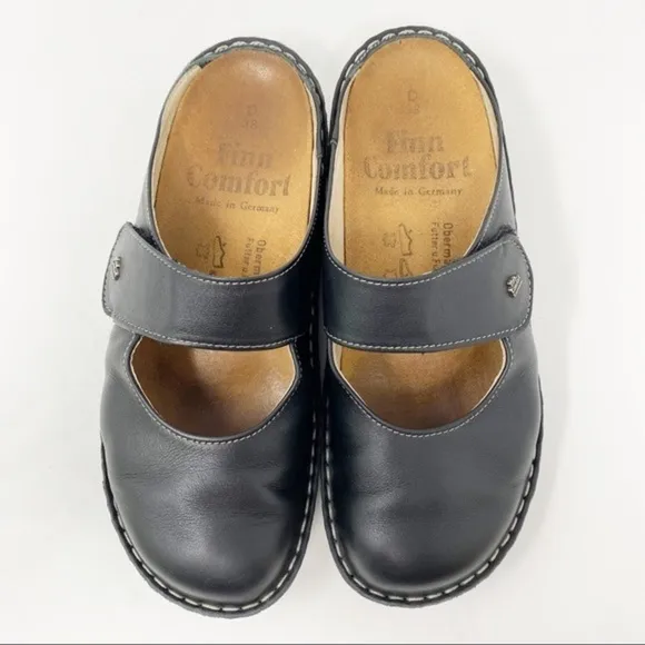 Finn Comfort Stanford MaryJane Clogs Leather Black 38 EUR Women’s