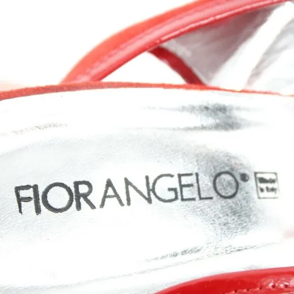 Fiorangelo $303 Sz 39 Red Suede Leather Platform Slingback 4.75&quot; Heels