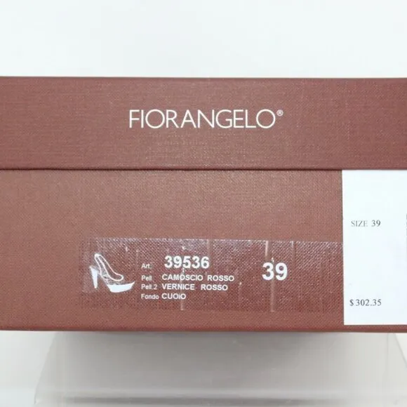Fiorangelo $303 Sz 39 Red Suede Leather Platform Slingback 4.75&quot; Heels