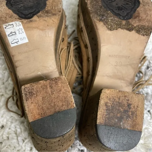 Fiorentini   Baker Fringe Leather Ding Clogs in Tan