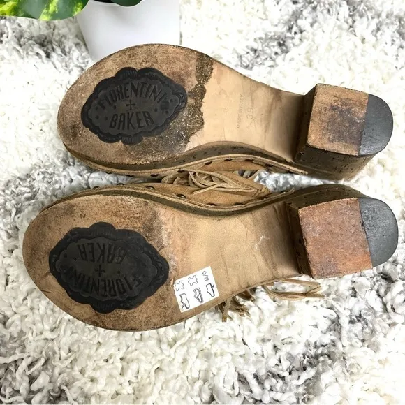 Fiorentini   Baker Fringe Leather Ding Clogs in Tan