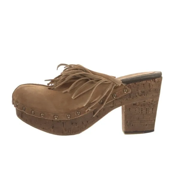 Fiorentini   Baker Fringe Leather Ding Clogs in Tan