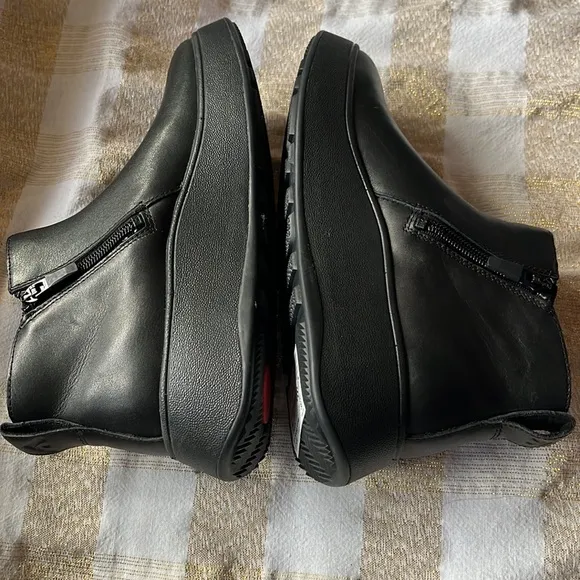 FITFLOP F-Mode leather platform zip ankle boot US7 EU38