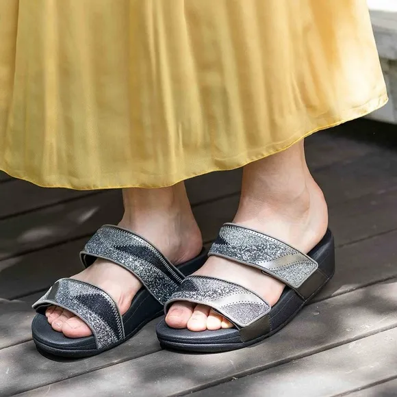 FITFLOP Mina Ombre Glitter Pewter Grey Sliders