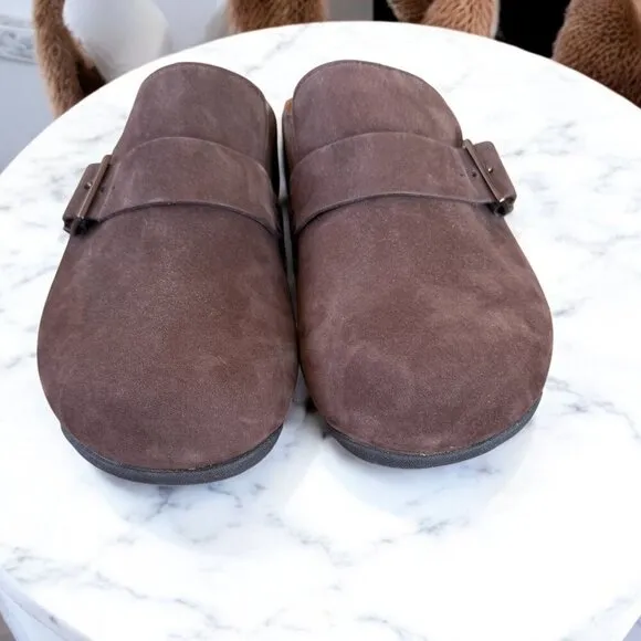 Fitflop NEW SHUV Buckle-Strap Leather Clogs Women's Size 9 in Brown Mix