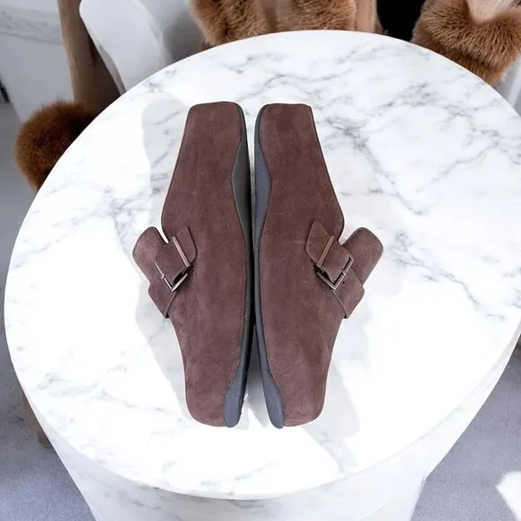 Fitflop NEW SHUV Buckle-Strap Leather Clogs Women's Size 9 in Brown Mix