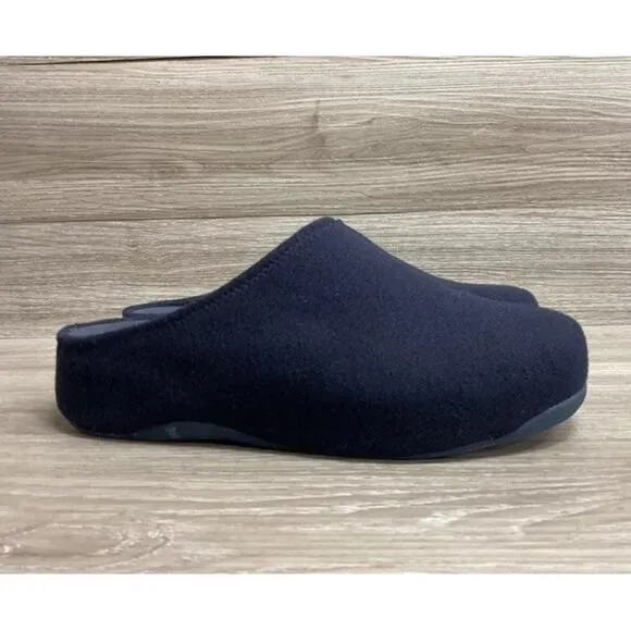 FitFlop Shuv Felt Clogs Comfort Slip On Shoe Womens 10 Navy Blue