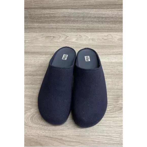 FitFlop Shuv Felt Clogs Comfort Slip On Shoe Womens 10 Navy Blue