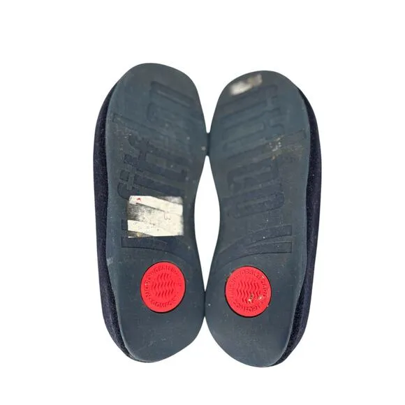 FitFlop Shuv Felt Clogs Comfort Slip On Shoe Womens 10 Navy Blue
