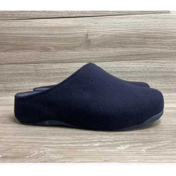 FitFlop Shuv Felt Clogs Comfort Slip On Shoe Womens 10 Navy Blue