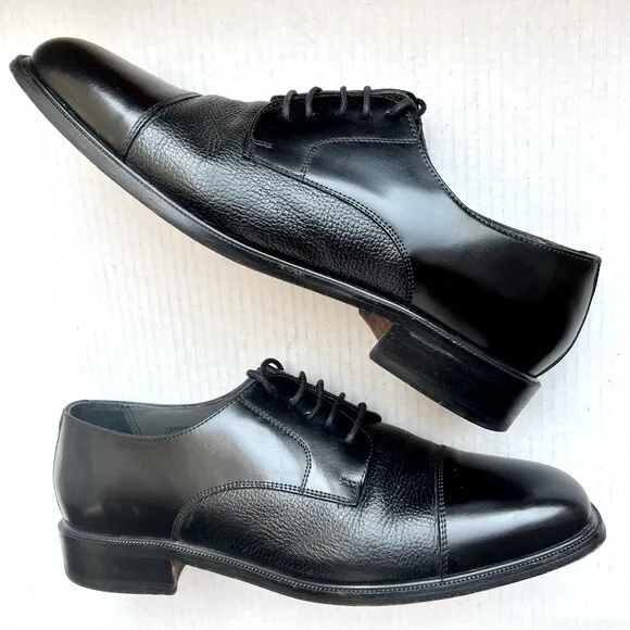 Florsheim Black Leather Cap Toe Lace Up Oxford Shoes Men’s Size 11 D