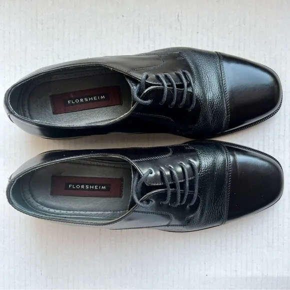 Florsheim Black Leather Cap Toe Lace Up Oxford Shoes Men’s Size 11 D