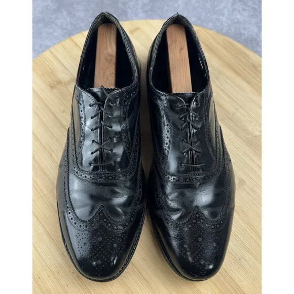 FLORSHEIM IMPERIAL SHOES BLACK LEATHER BROGUE WINGTIP OXFORDS 92329 MENS SZ 11.5