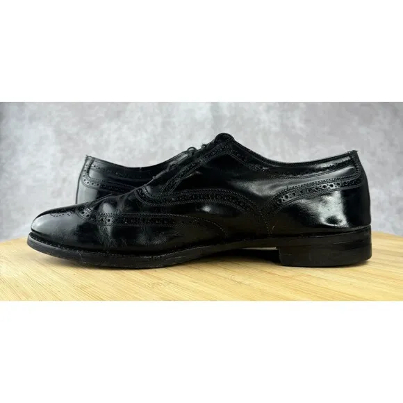 FLORSHEIM IMPERIAL SHOES BLACK LEATHER BROGUE WINGTIP OXFORDS 92329 MENS SZ 11.5