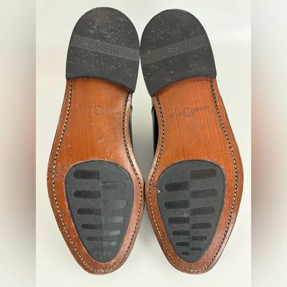 Florsheim Men’s Black Cap Toe Oxfords, Hard Leather Dress Shoes, Size 10.5
