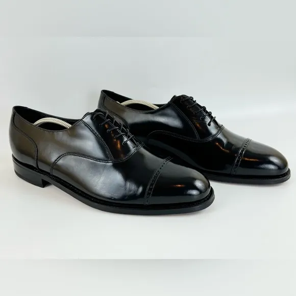 Florsheim Men’s Black Cap Toe Oxfords, Hard Leather Dress Shoes, Size 10.5