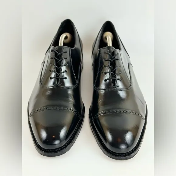 Florsheim Men’s Black Cap Toe Oxfords, Hard Leather Dress Shoes, Size 10.5