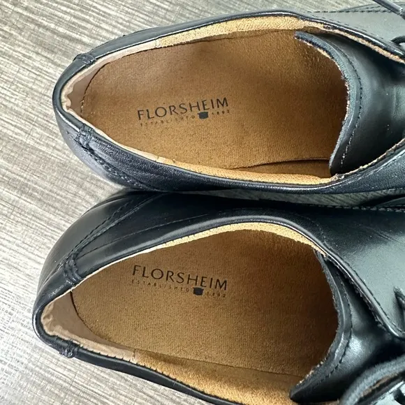 Florsheim Mens Black Leather Welter Bike Toe Oxfords Shoe Men’s Size 12