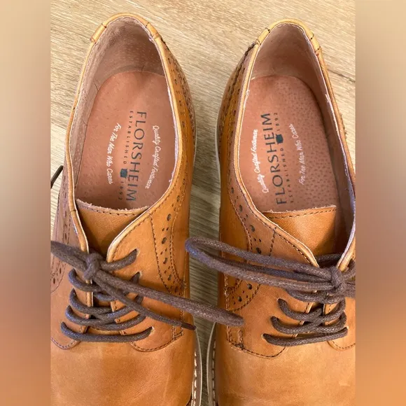Florsheim Mens Brown Leather Union Cap Toe Brogue Oxfords Shoe Sz 10 D 15126