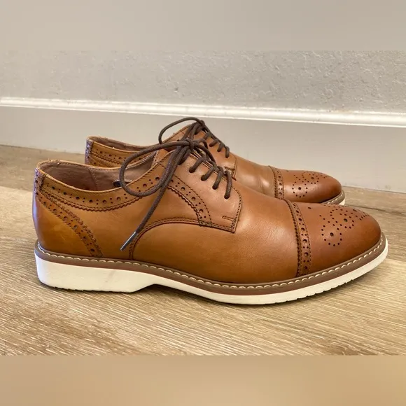 Florsheim Mens Brown Leather Union Cap Toe Brogue Oxfords Shoe Sz 10 D 15126