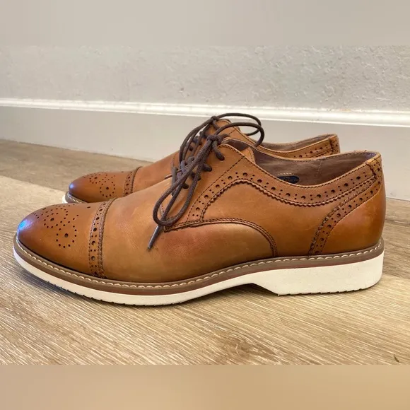 Florsheim Mens Brown Leather Union Cap Toe Brogue Oxfords Shoe Sz 10 D 15126