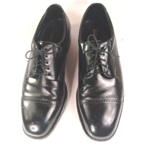 Florsheim Mens Canton Black Cap Toe Oxfords Shoes 12 Medium (D) with Box