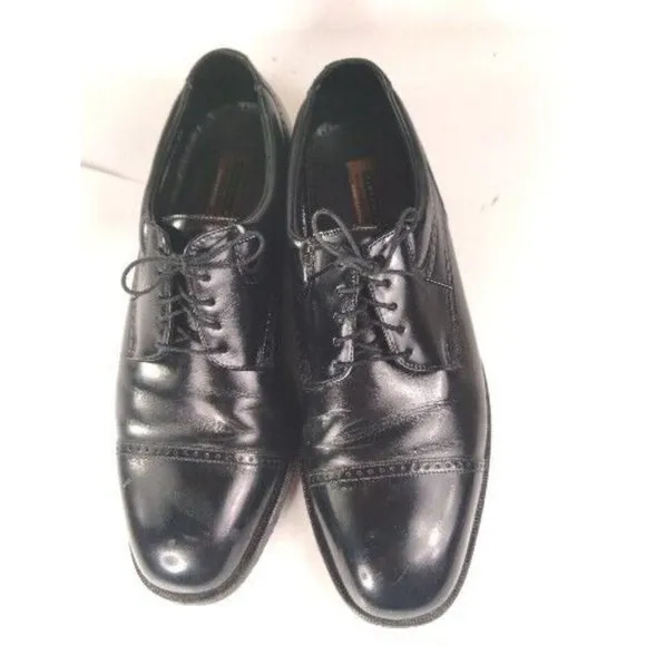 Florsheim Mens Canton Black Cap Toe Oxfords Shoes 12 Medium (D) with Box