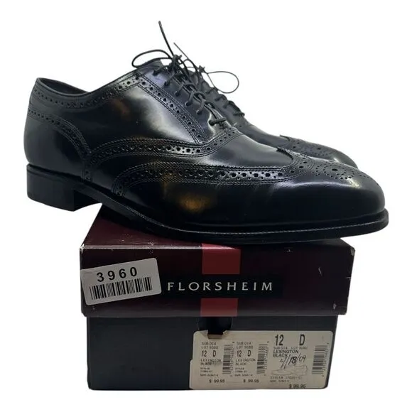 Florsheim Men's Lexington Oxford Black 12M 17066-01Classic Wingtip Preowned