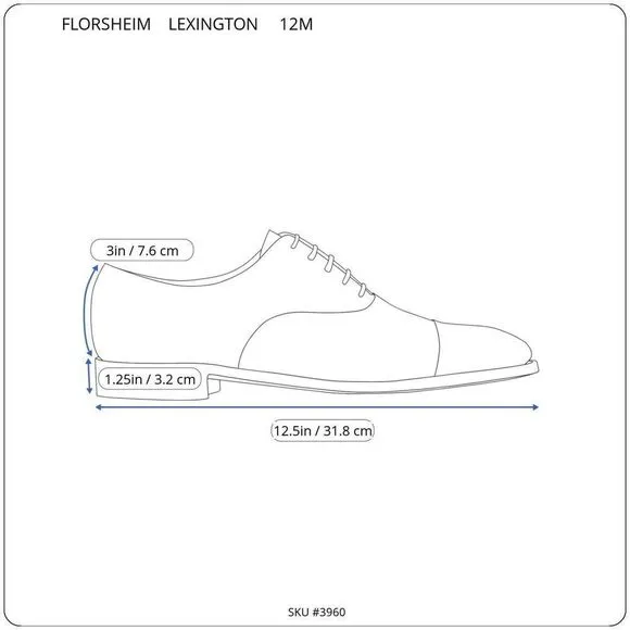 Florsheim Men's Lexington Oxford Black 12M 17066-01Classic Wingtip Preowned