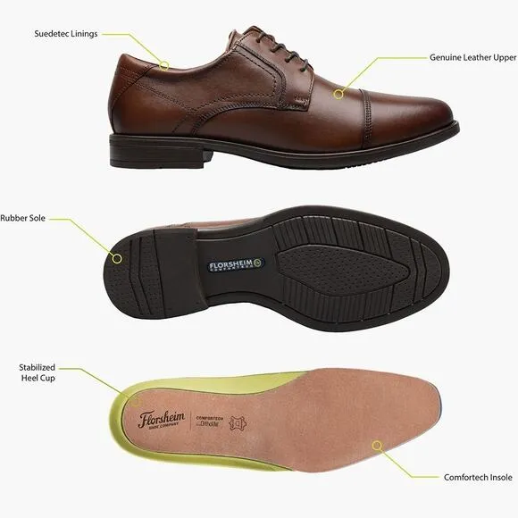 Florsheim Midtown Cap Toe Leather Oxford Dress Shoes 9.5