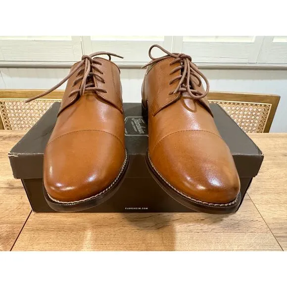 Florsheim Montinaro Cap Toe Oxford Saddle Tan Leather Size 10.5 NIB Dressy Work