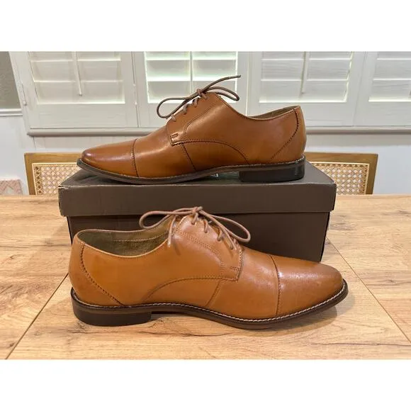 Florsheim Montinaro Cap Toe Oxford Saddle Tan Leather Size 10.5 NIB Dressy Work