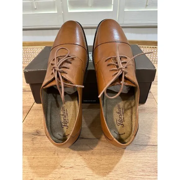 Florsheim Montinaro Cap Toe Oxford Saddle Tan Leather Size 10.5 NIB Dressy Work