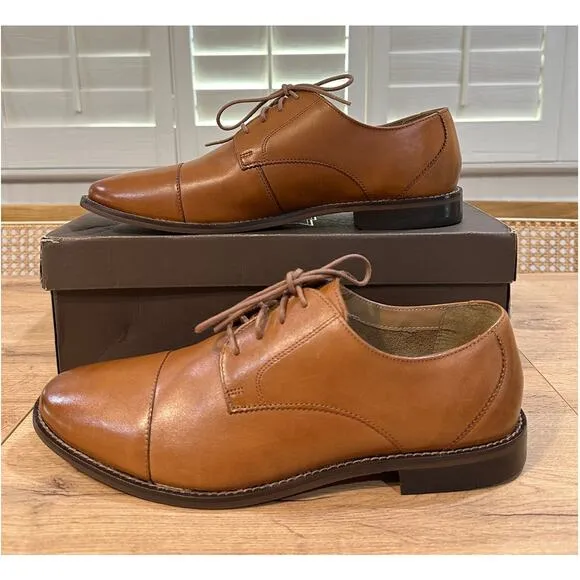 Florsheim Montinaro Cap Toe Oxford Saddle Tan Leather Size 10.5 NIB Dressy Work