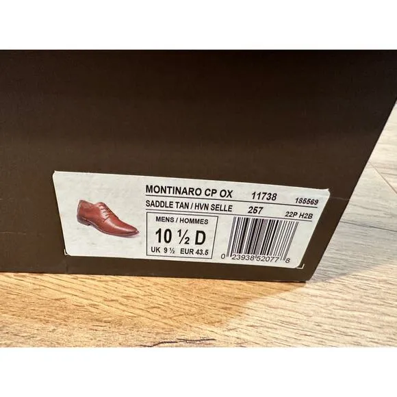 Florsheim Montinaro Cap Toe Oxford Saddle Tan Leather Size 10.5 NIB Dressy Work