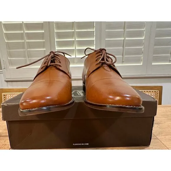 Florsheim Montinaro Cap Toe Oxford Saddle Tan Leather Size 10.5 NIB Dressy Work
